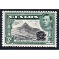 1944 CEYLON Sg387e 3c BLACK & DEEP BLUE GREEN p...