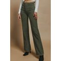 Green High Waist Square Pockets Corduroy Pants