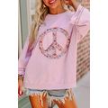 Light Pink Floral Peace Sign Graphic Drop Shoul...