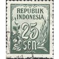 INDONESIA, Rice and Cotton, dark olive 1951, 25sen