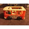 Old Fisher Price Mini Bus #141 6 1/2" Long Work...