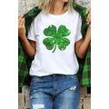 White Sequin Clover Patch Graphic St Patrick Fa...