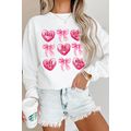 White Valentine Candy Heart & Bow Graphic Sweat...