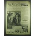 1931 Listerine Tooth Paste Ad - For Two