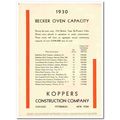 KOPPERS CONSTRUCTION COMPANY 1931 Becker Ovens ...
