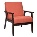 Retro Modern Classic Orange Linen Wide Accent C...