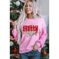 Pink Merry Christmas Graphic Sequin Sleeve Patc...