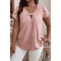 Pink Knotted Keyhole Front Petal Short Sleeve P...