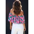 Rose Floral Off-Shoulder Tiered Ruffle Blouse
