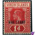 Virgin Islands 1916 WAR STAMP SG78 1d Carmine M...