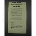 1954 American Cancer Society Ad - New Hope in T...