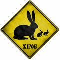 Rabbit Crossing 8'' Metal Sign yellow caution a...