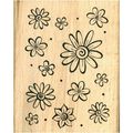 Stamp wood mount flower petals background 76 mm...