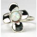 Created White Opal, 925 Sterling Silver Dogwood...