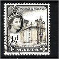 MALTA 1956 1d BLACK SG 268 FINE USED#3