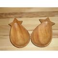 Two Vintage Hand Carved Wood Dishes