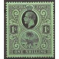 Sierra Leone 1925 SG143 1/- Black/Emerald (thin...