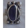 Purple glass silver ring SL72