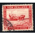 New Zealand 1935 - 36 KGV 6d Scarlet used SG 56...
