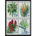 Finland Leaves and flowers of trees Block of 4 ...