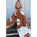 Chestnut Rugby Pattern Color Block Fleece Blank...