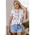 White Vintage Paisley Mock Neck T Shirt