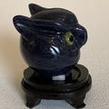 Blue Sodalite Owl Figurine Vintage Fine Chinese...