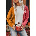 Multicolor Colorblock Textured Drop Shoulder Sw...