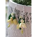 Lemon Fuchsia flower earrings handmade polymer ...