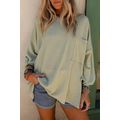 Green Ribbed Roll-tab Sleeve Chest Pocket Overs...