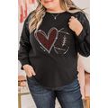 Black Rhinestone Heart Rugby Football Pattern S...