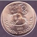 1981 Finland 1 Markka Coin