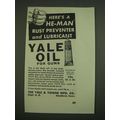 1938 Yale & Towne Yale Oil Ad - Here's a he-man rust preventer and lubricant