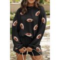 Carbon Grey Sequin Rugby Football Corded Knit T...