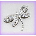 Bright Clear Crystal Dragonfly Brooch Jumper Cl...