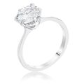 2Ct Rhodium Round Cut Scallop Solitaire Engagem...
