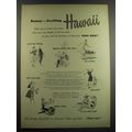 1949 Hawaii Visitors Bureau Ad - Sunny exciting...
