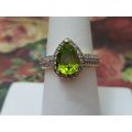 2.5ct Hebei Peridot Zircon Pear Halo Ring Size ...