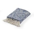 Blue and White Woven Cotton Solid Color Throw B...