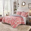 Twin/Twin XL Pink Blue Reversible Floral Llama ...