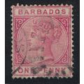 Barbados Queen Victoria One Penny 1882 Canc SG#92