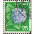 JAPAN, FLOWER, Hydrangea, green 1972, 25¥, #2