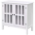 White Wood Bathroom Storage Floor Cabinet with ...