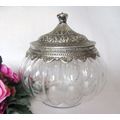 Glas Bonboniere, 25cm,Metalldeckel nostalgisch ...