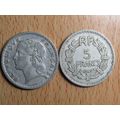 France Republic 1946 5 Francs Coin