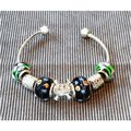 Skull Charm European Beads Silver Plated Bracel...