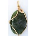 Green Moss Agate Gold Wire Wrap Pendant 40