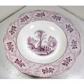 Vintage Wedgewood Transferware Bowl Purple Scen...