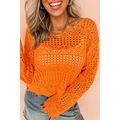 Carrot Solid Color Open Crochet Scallop Edge Sw...