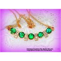 Sale Green Crystal Charm Gold Plated Pendant Ne...